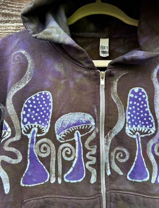 Mushroom Hunter Batik Hoodie - Purple Woodland hoodie batikwalla 