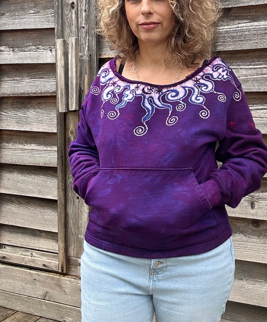 Purple Passion Handcrafted Batik Pullover with Pockets hoodie batikwalla 