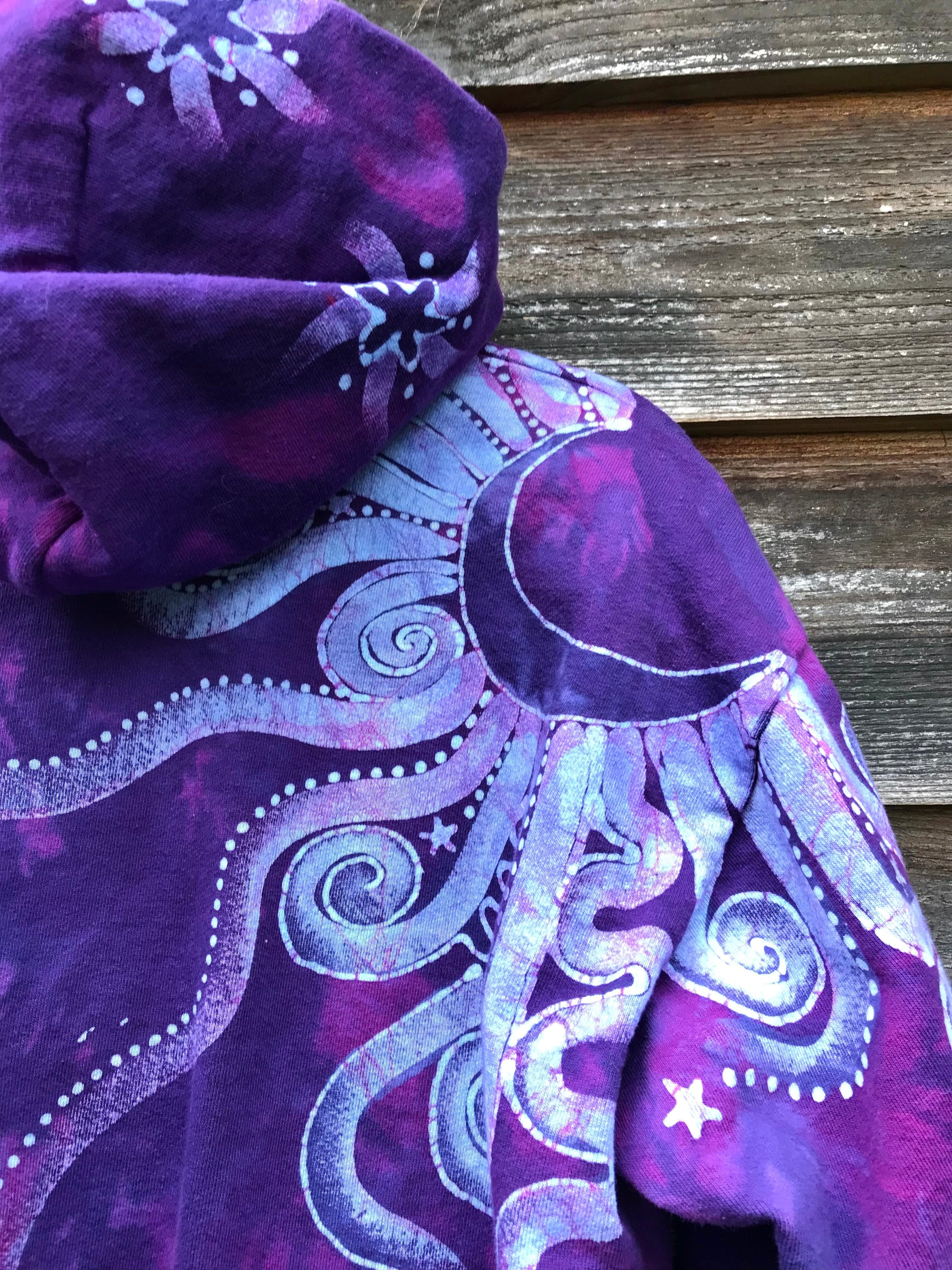 Magenta Moonbeams Handmade Batik Hoodie hoodie batikwalla 