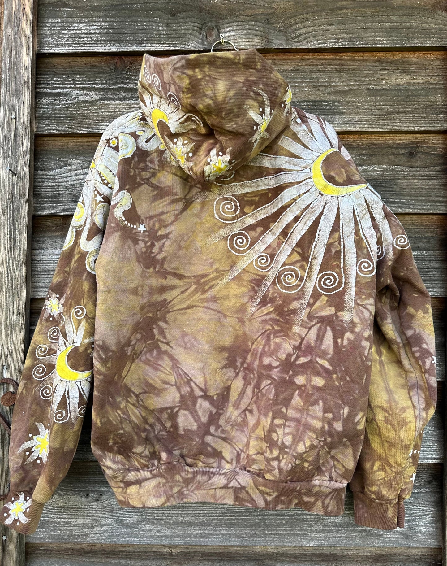 Driftwood Moonbeams Handcrafted Batik Zipper Hoodie - Unisex Size XL hoodie batikwalla 