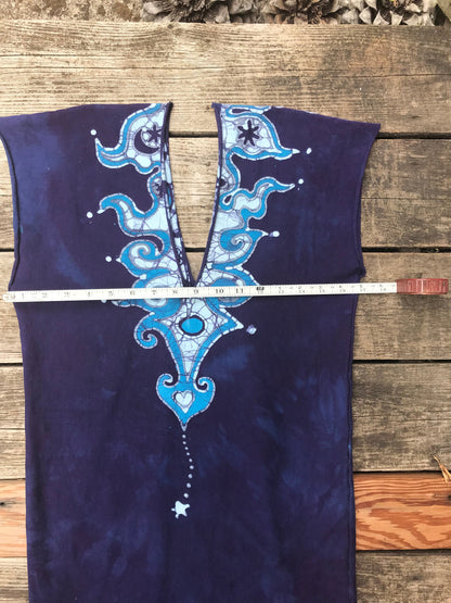 Blue and Purple Tribal Stretchy Hemp Tube Dress Batik Dresses Batikwalla 