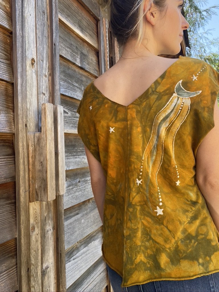 Goldenrod - Organic Cotton 4 Panel Batik Top - Handmade Batik Dresses Batikwalla 