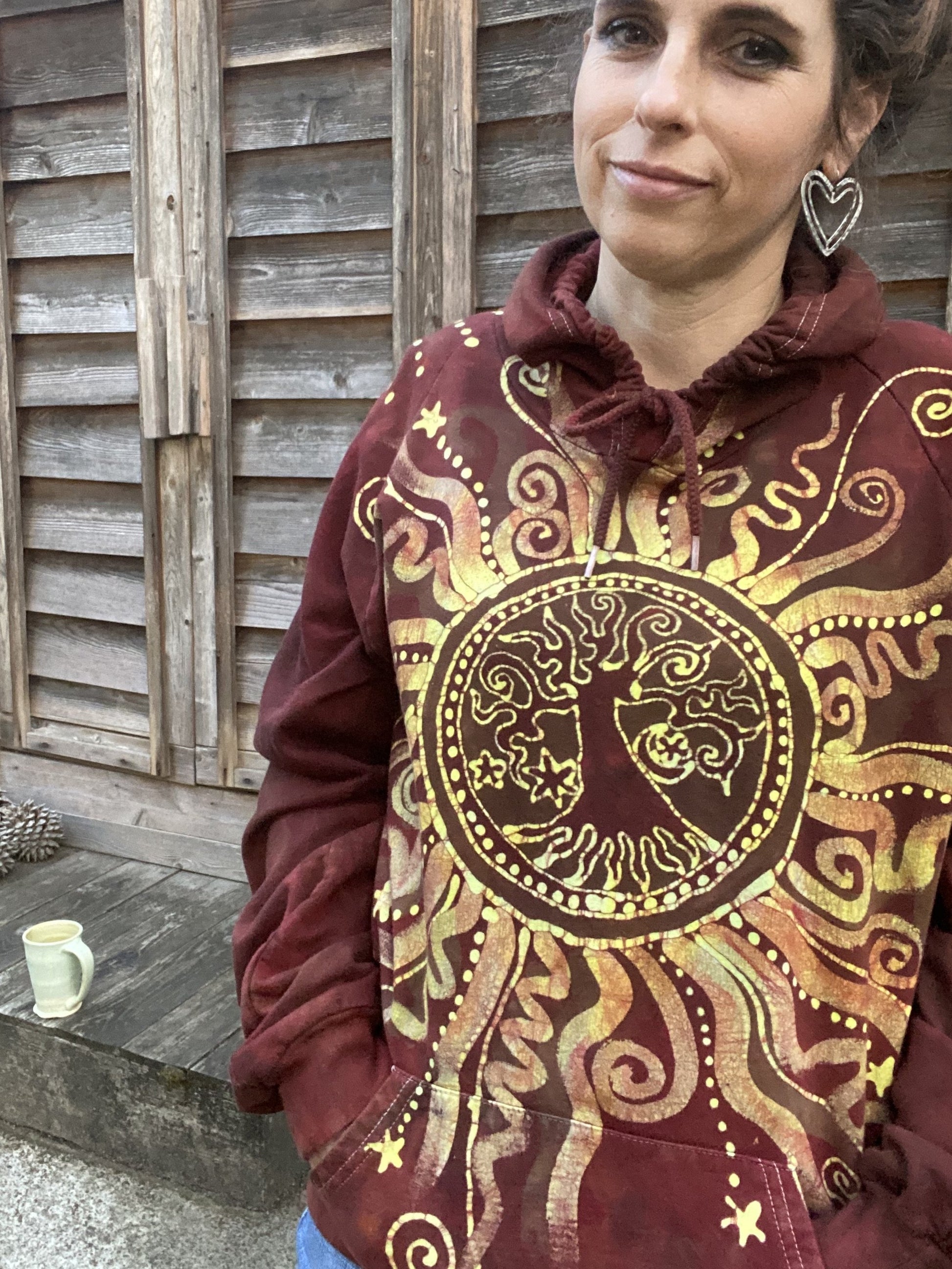 Fire On The Mountain Handcrafted Pullover Batik Hoodie - Organic Cotton hoodie batikwalla 