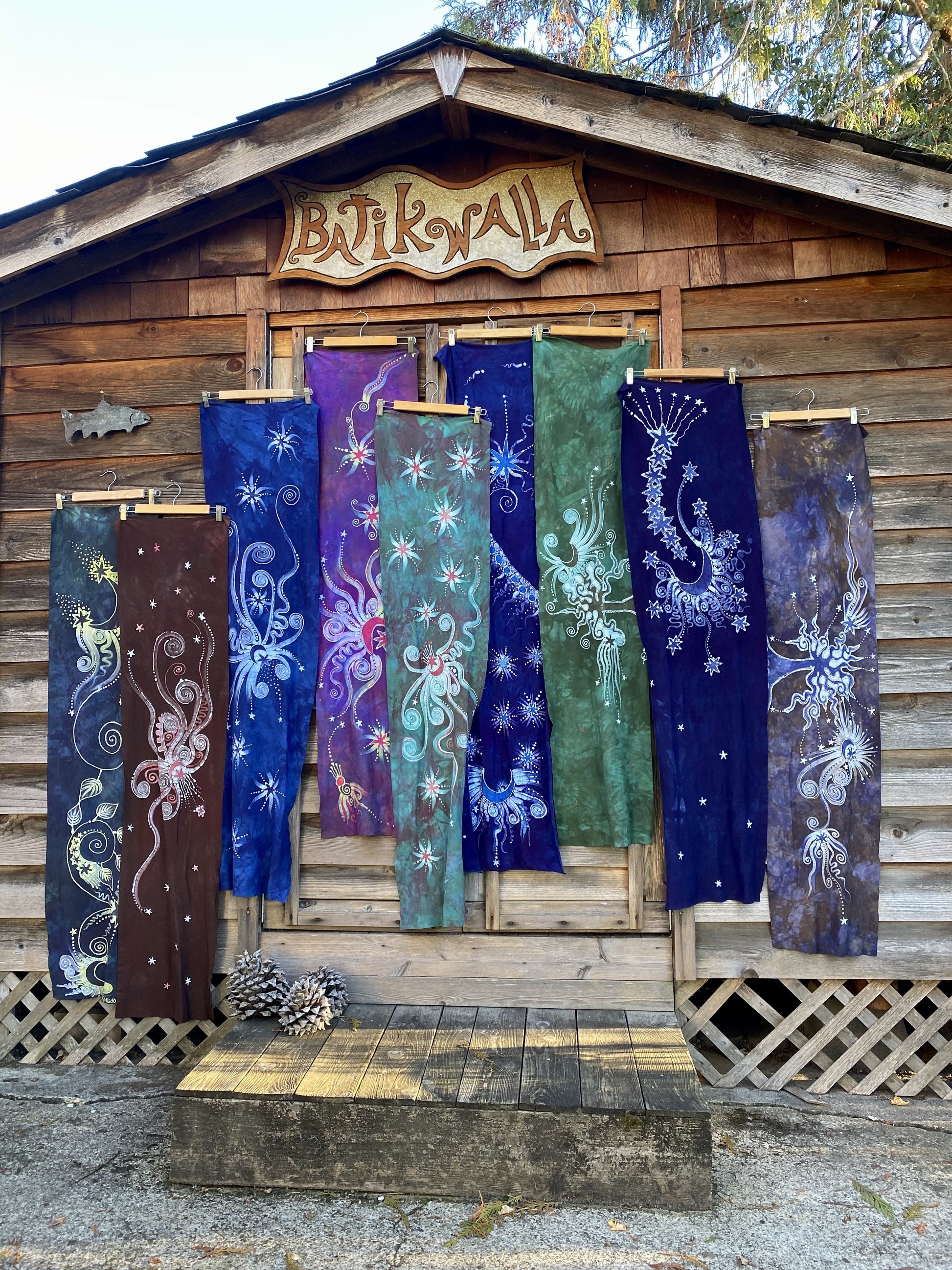 Cloudy Day Sunbeams - Hand Painted Organic Knit Fabric Scarf scarf batikwalla 