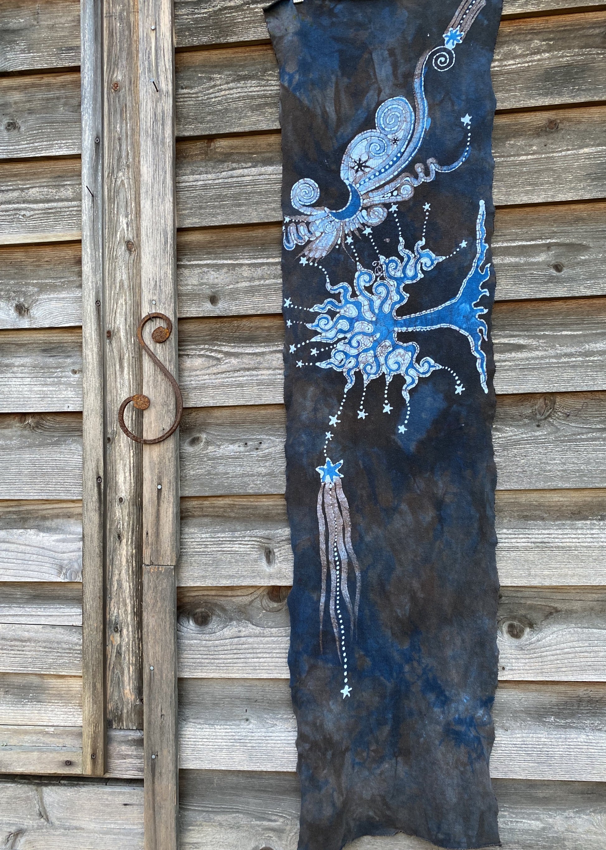 Blue Moon Oak Tree - Hand Painted Organic Cotton Batik Scarf scarf batikwalla 