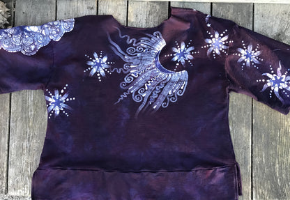 Plum Moon Deep Vneck Organic Cotton Handmade Batik Top, Size XL + Batik Dresses Batikwalla 
