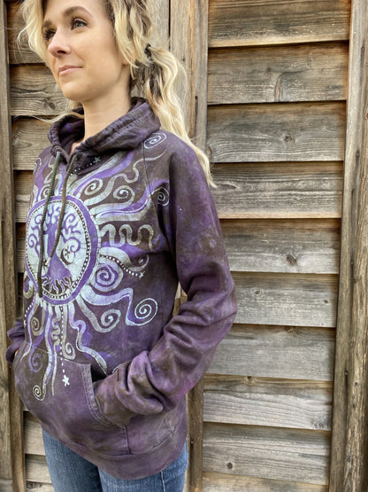 Sage Goddess Purple Tree Of Life Pullover Batik Hoodie - Handcrafted In Organic Cotton hoodie batikwalla 