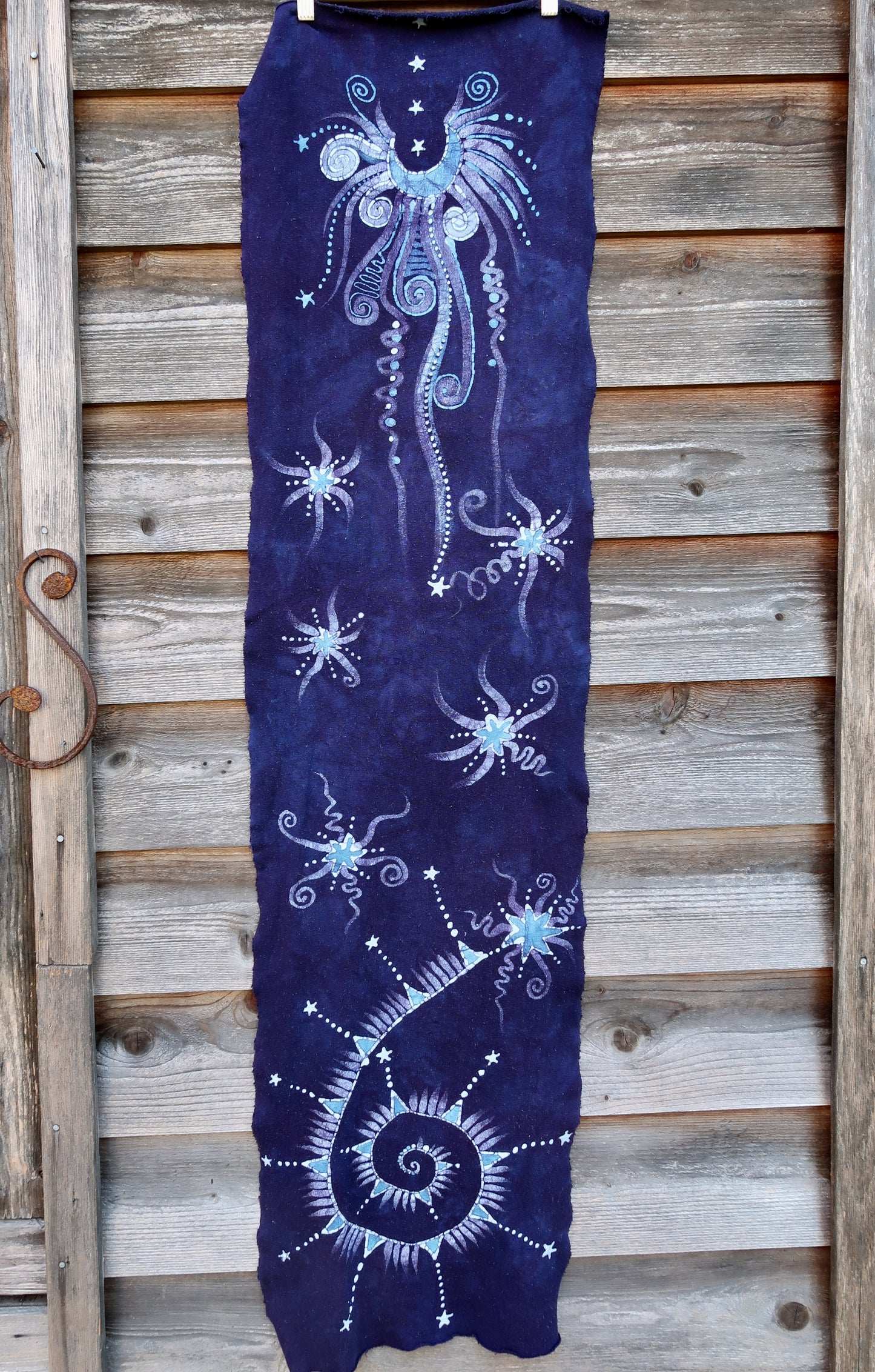 Purple Starseed Moongazer - Hand Painted Organic Cotton Batik Scarf scarf batikwalla 