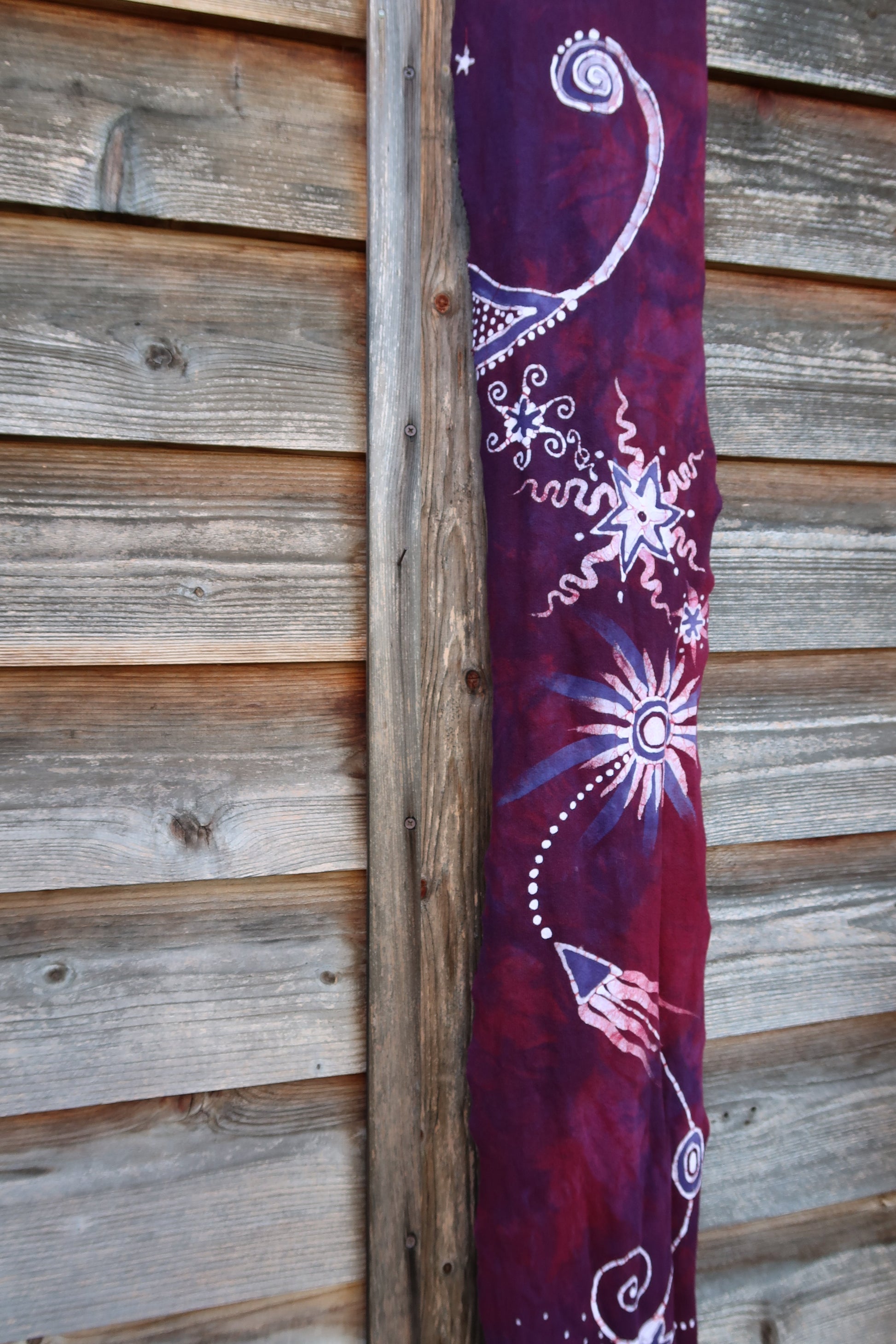 Cosmic Daydream Hand Painted Organic Cotton Batik Scarf scarf batikwalla 