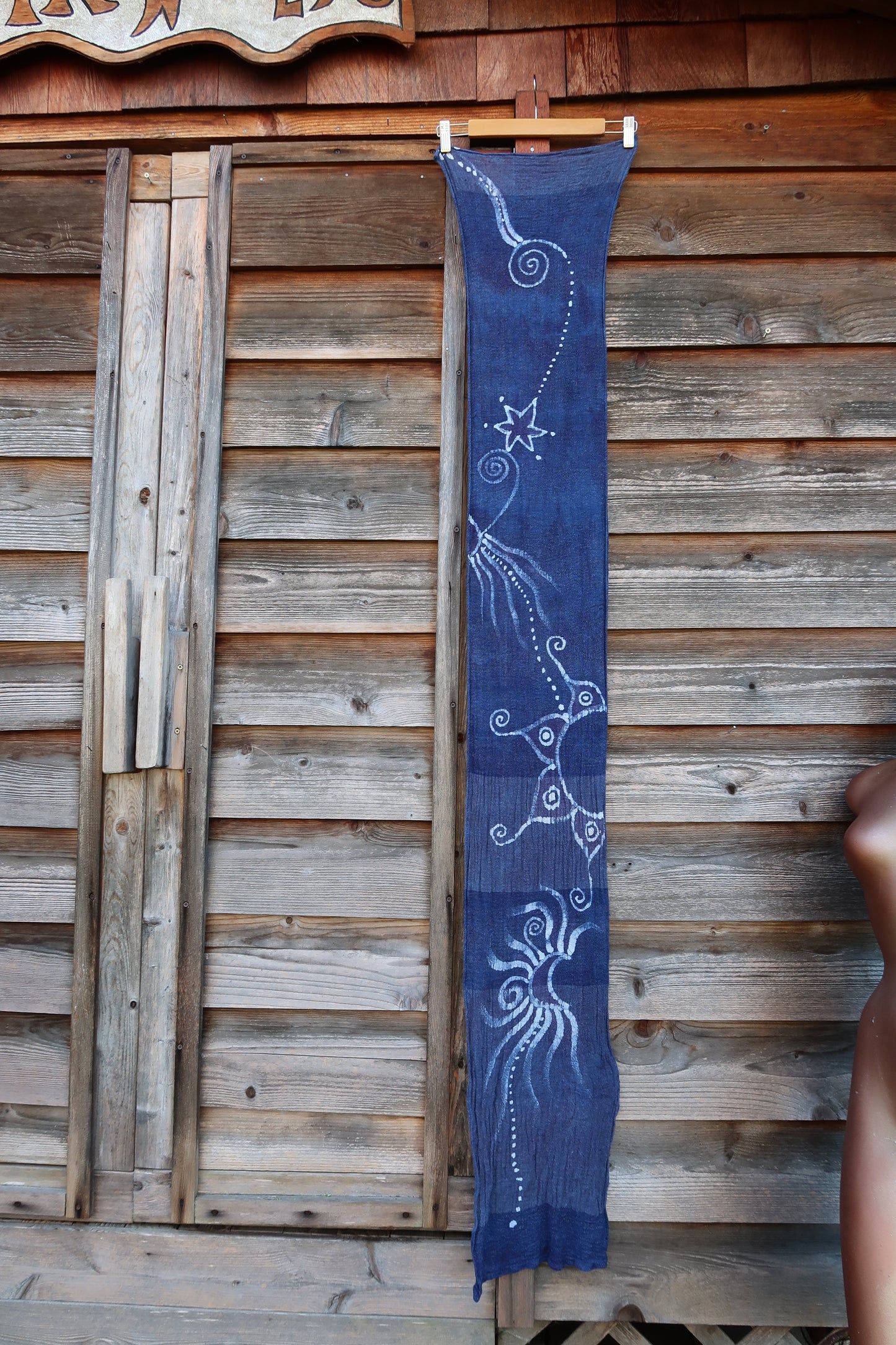 Blue Moon Batik Handmade Scarf in Woven Organic Cotton scarf batikwalla 