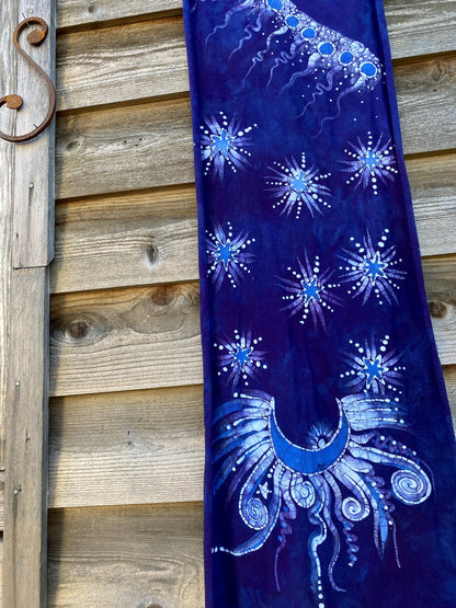 Starseed Moongazer - Hand Painted Organic Knit Fabric Scarf scarf batikwalla 