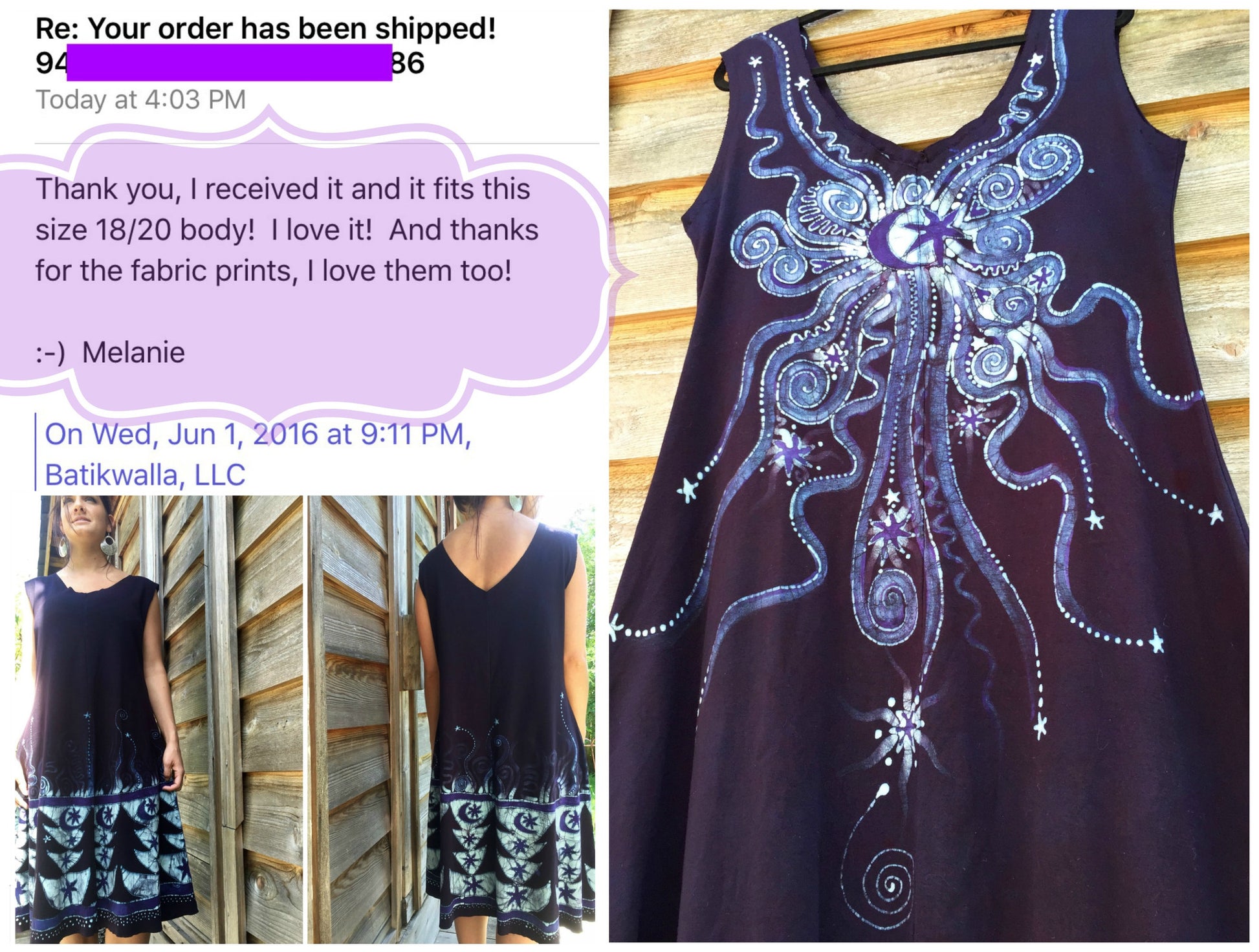 Cooling Forest Dream Organic Cotton Batik Dress - Size XL - Batikwalla 
 - 8