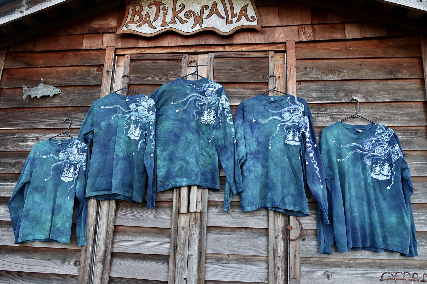 Teal Forest In My Pocket Hand Crafted Long Sleeve Batik Tshirt tshirt batikwalla 
