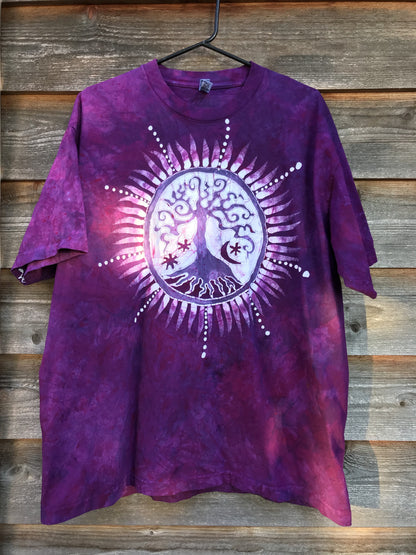 Sacred Tree Mandala Preserves Your Positive Vibes Handmade Batik Tshirt - Size XL tshirt batikwalla 