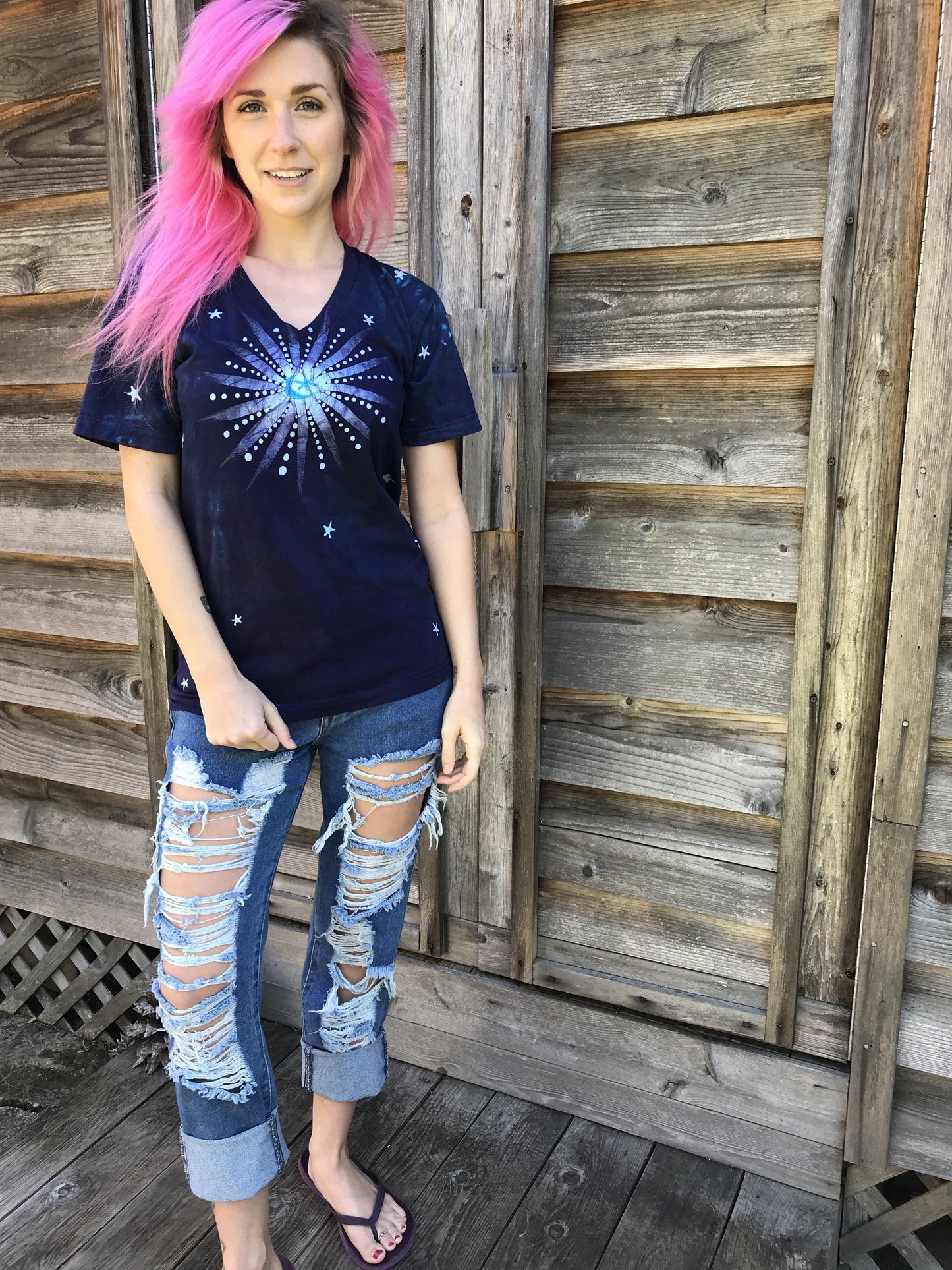 You Are Your Universe Vneck Tee - Size XS ONLY Batikwalla by Victoria 