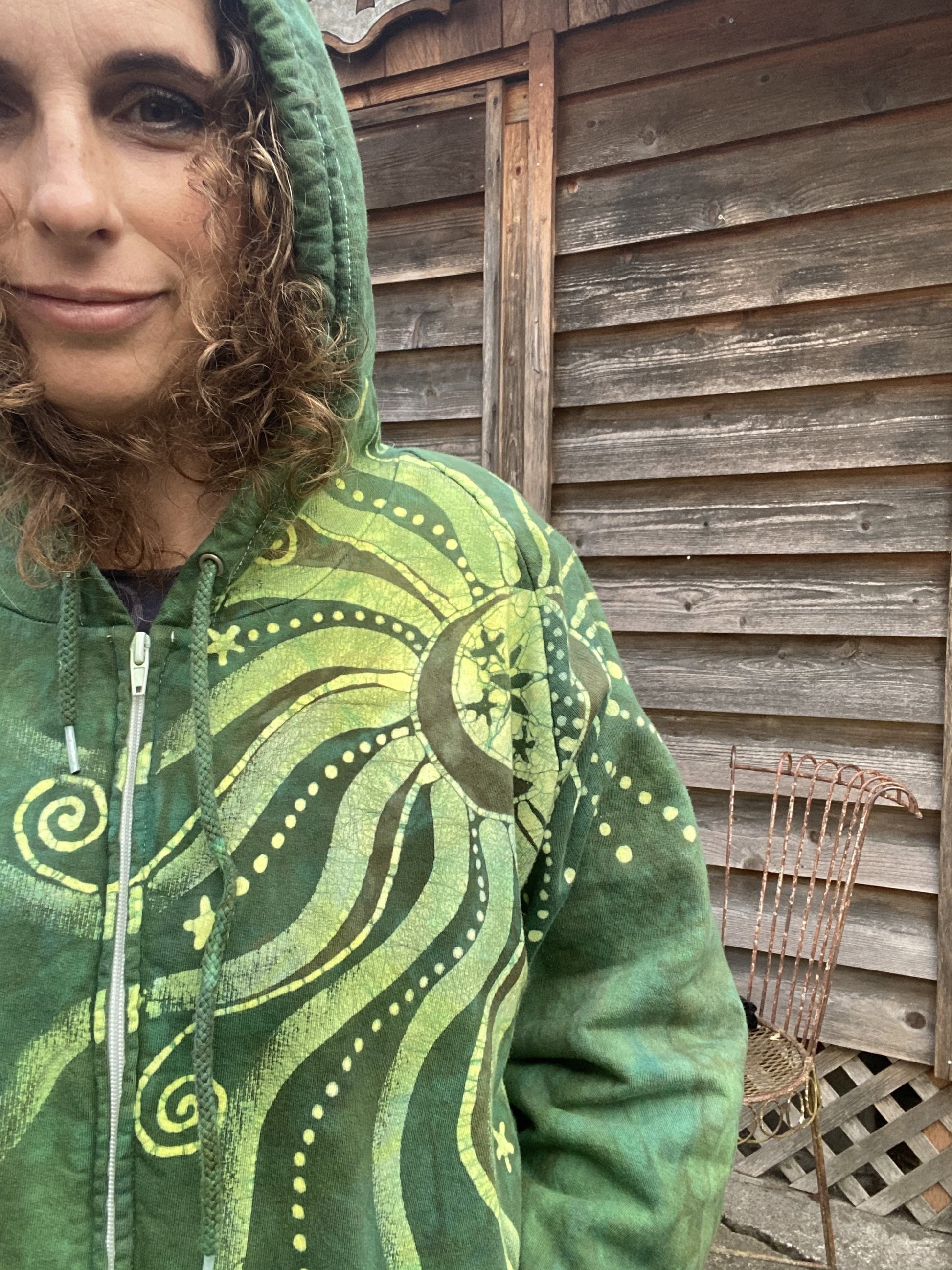 Magic Lime Tree Of Life Zipper Batik Hoodie - Handcrafted In Organic Cotton Size 2X & XL ONLY hoodie batikwalla 