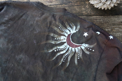 Oval Tree Pendant In Super Dark Brown Hand Crafted Long Sleeve Batik Tshirt tshirt batikwalla 