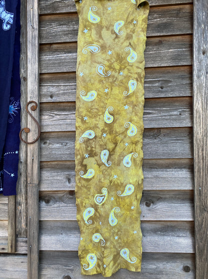 Sunshine Paisley Tea - Hand Painted Organic Cotton Batik Scarf scarf batikwalla 