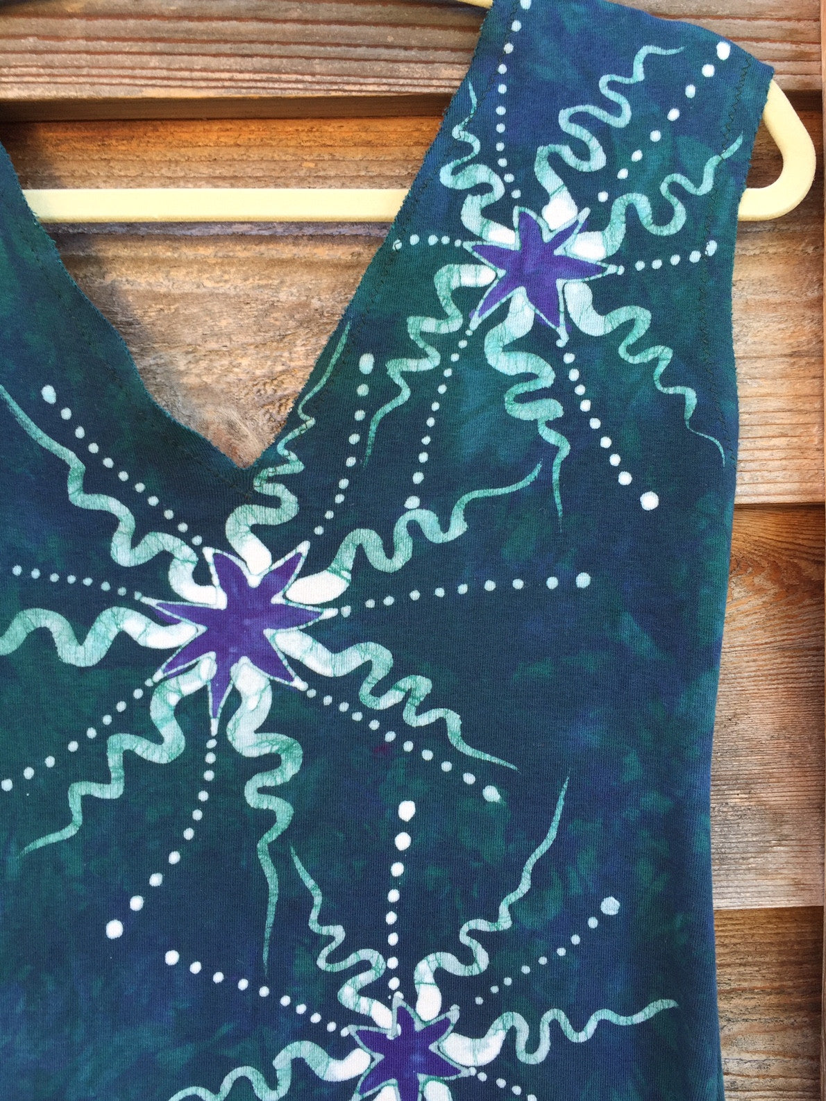 Teal and Purple Moon Star Organic Cotton Batik Dress - Batikwalla 
 - 7