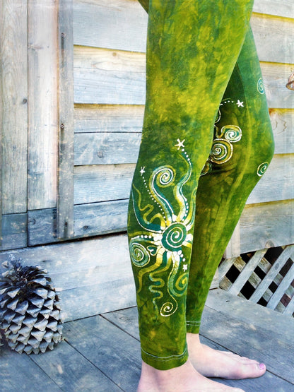 Dancing Green Batik Leggings Old School leggings batikwalla 