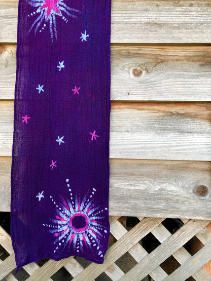 Galaxy Of Celestial Gifts Handmade Batik Scarf in Organic Cotton - Longer Length