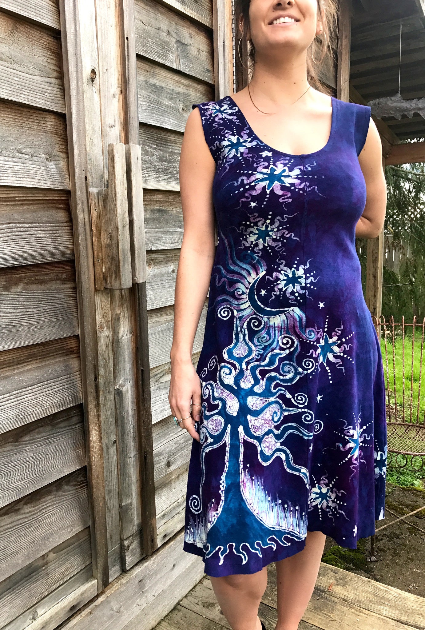 Purple Moondance Organic Cotton Batik Dress