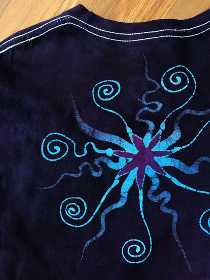 Deep Blue and Purple Nebula Handmade Batik Tshirt