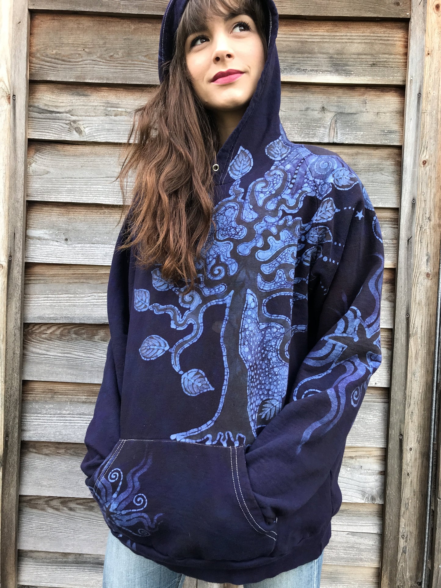 Sees The Forest For The Magnificent Trees Handmade Batik Hoodie
