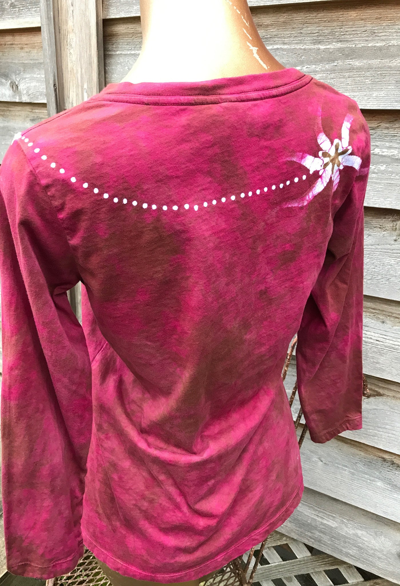 Wild Rose Handmade Batik - 3/4 Sleeve Top - Size Large