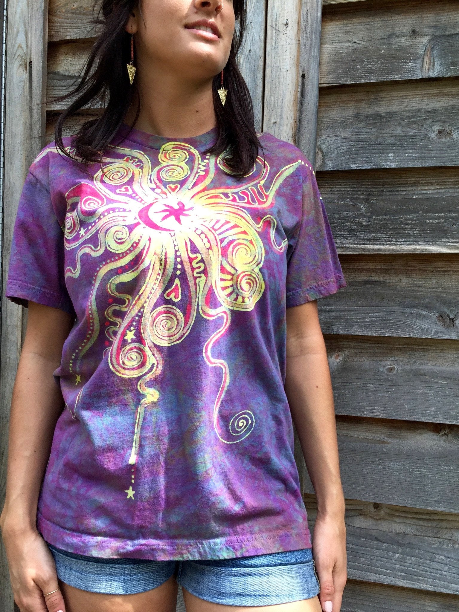 Sunrise Moon Star Handmade Batik Tshirt - Size Medium ONLY tshirt batikwalla 