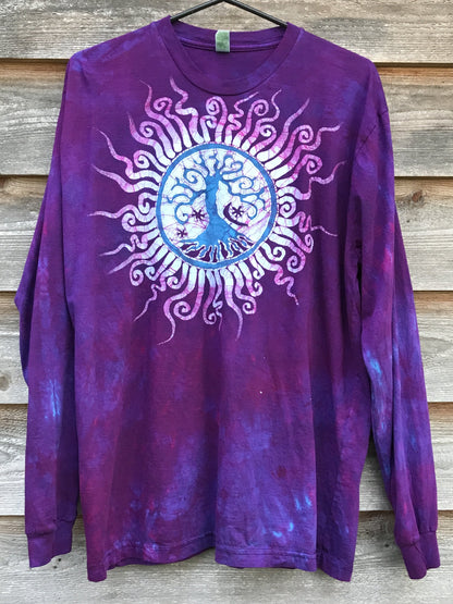 Purple Long Sleeve Batik Tshirt - Size XL