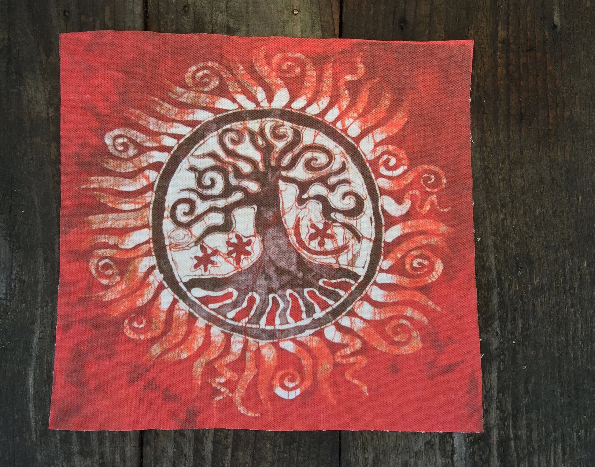 Red Tree of Life Batik Print Patch - Batikwalla 
 - 1