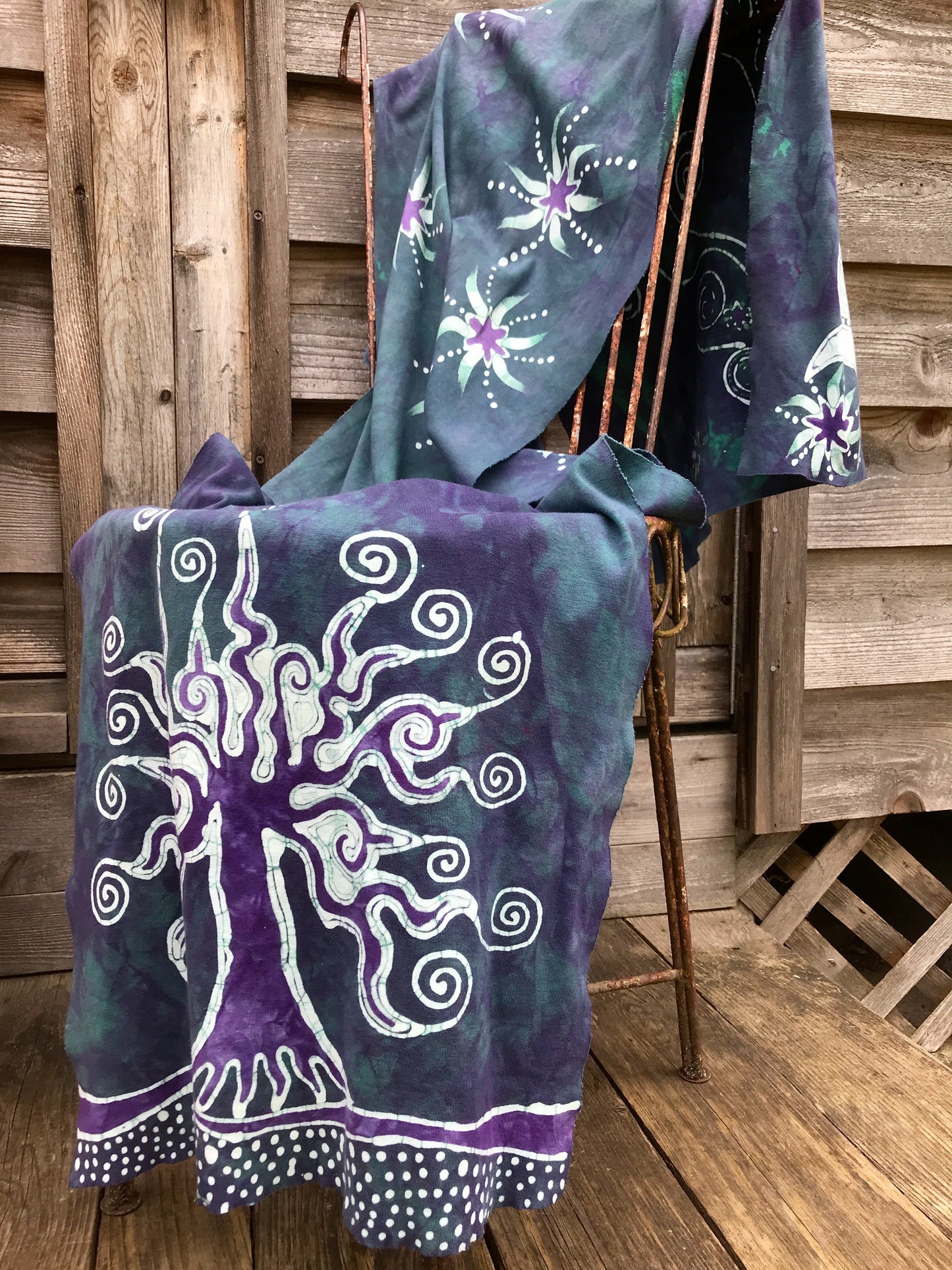 Oceanside Tree Hand Painted Organic Cotton Batik Scarf