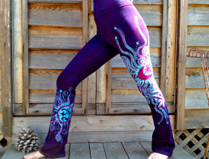 Deep Blue and Purple Batik Yoga Pants - Slight Imperfection - Batikwalla 
 - 1