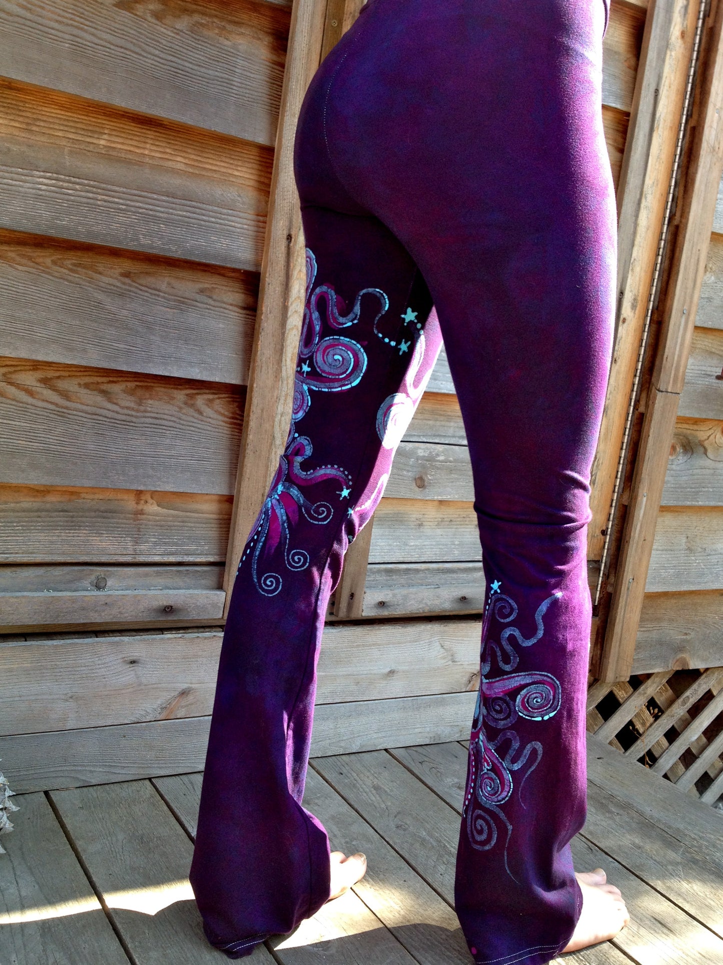 Deep Blue and Purple Batik Yoga Pants - Size Medium - Batikwalla 
 - 6