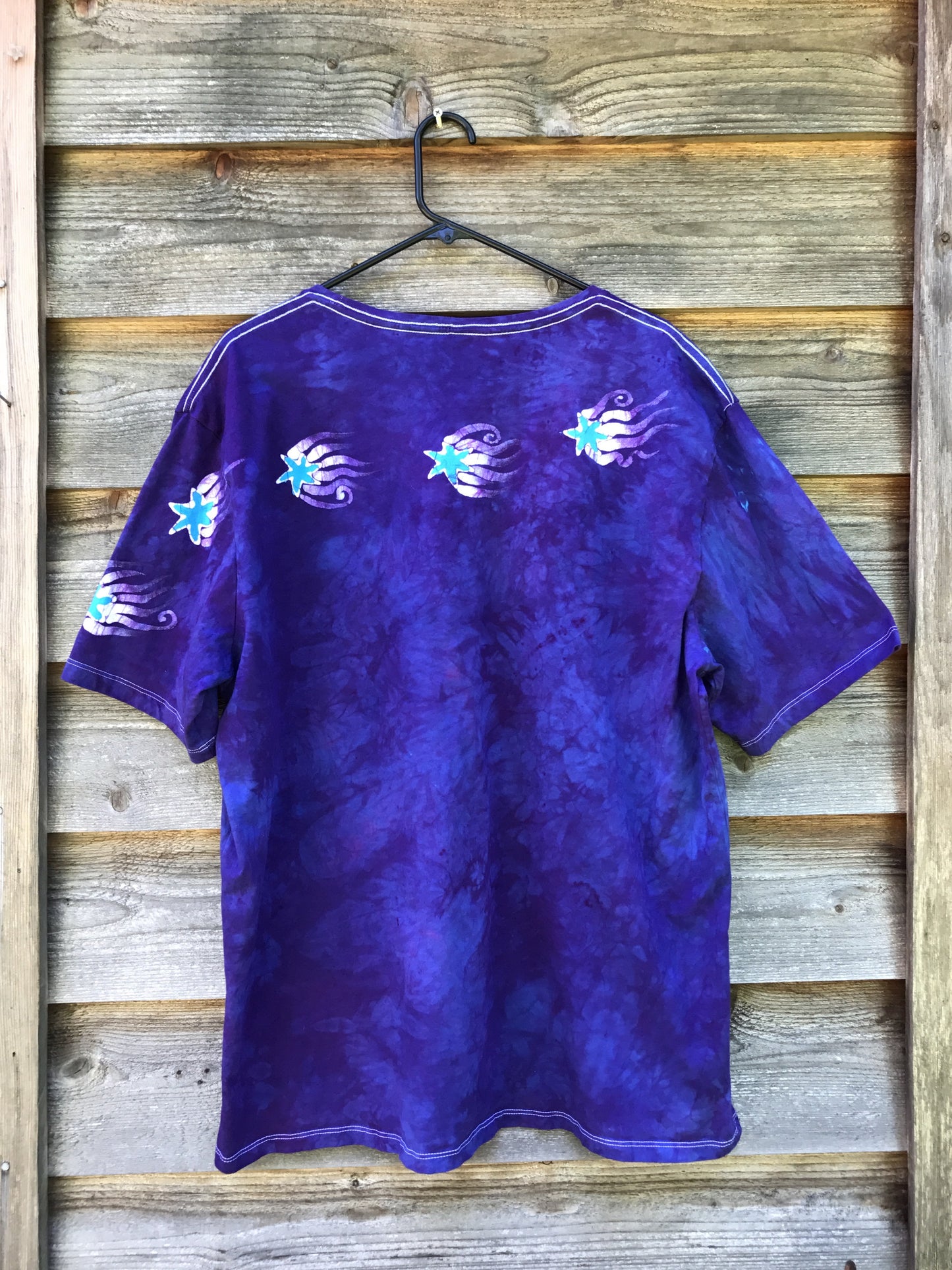 Morning Dew Moonbeams Handmade Batik Scoop Neck Tshirt - Size 2X