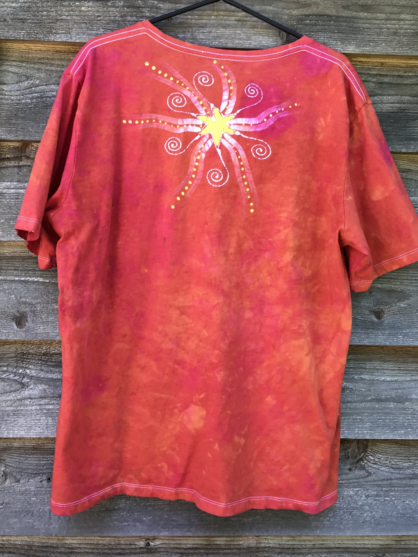Tangerine Dream Handmade Batik Scoop Neck Tshirt