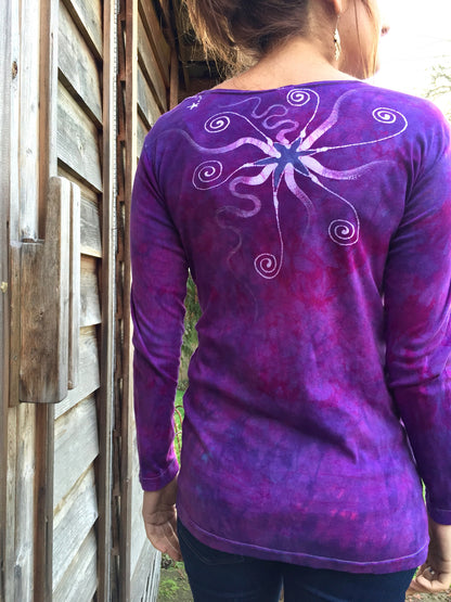 Lavender Moonbeams Long Sleeve Batik Tunic Top - Batikwalla 
 - 4