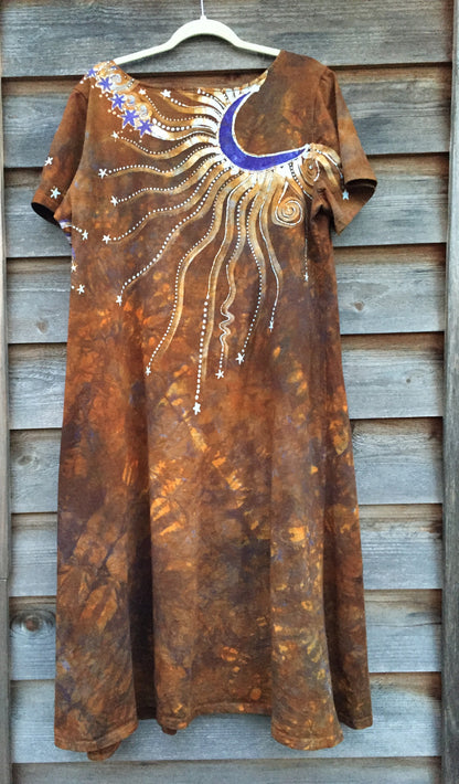 Autumn Moon - Short Sleeve Batik Dress - Batikwalla 
 - 6