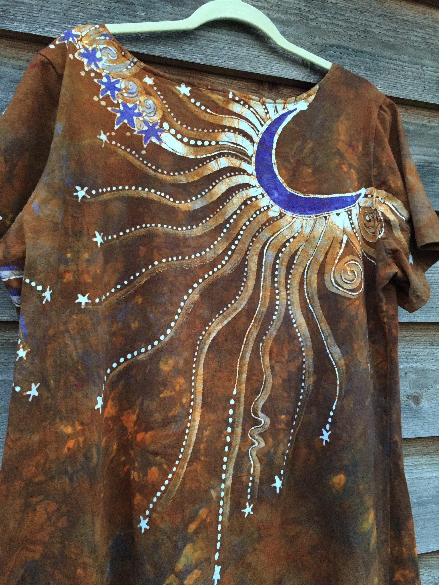Autumn Moon - Short Sleeve Batik Dress - Batikwalla 
 - 5