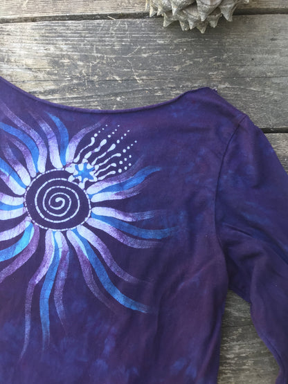 Wings Of A Purple Angel Hand Painted Batik Top