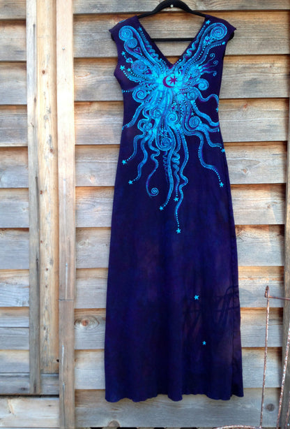 Deep Blue and Purple Organic Cotton Batik Dress - Batikwalla 
 - 5