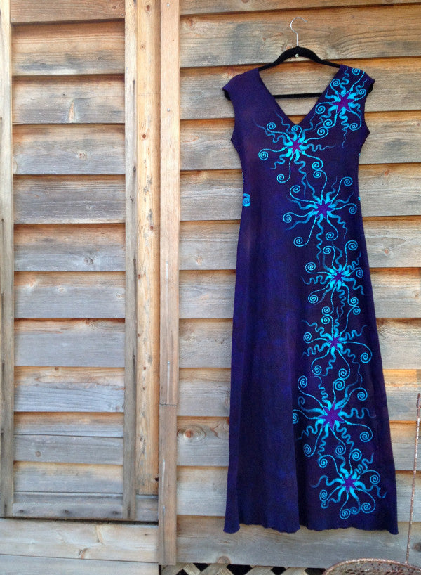Deep Blue and Purple Organic Cotton Batik Dress - Batikwalla 
 - 6