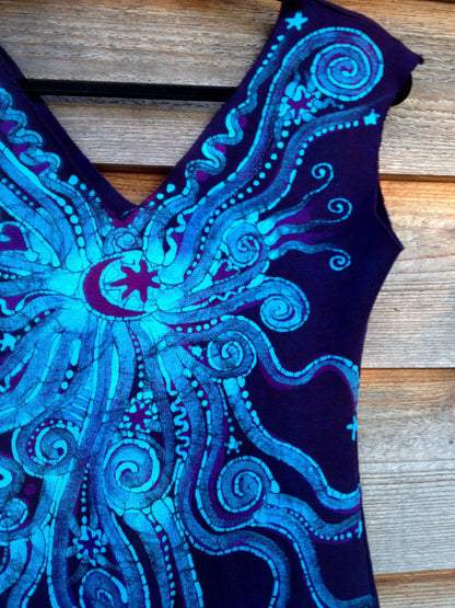 Deep Blue and Purple Organic Cotton Batik Dress - Batikwalla 
 - 1