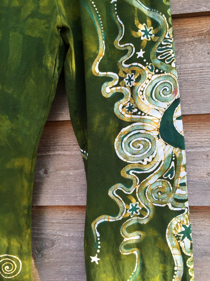 Dancing Green Handmade Batik Yoga Pants - Size XL - Batikwalla 
 - 1