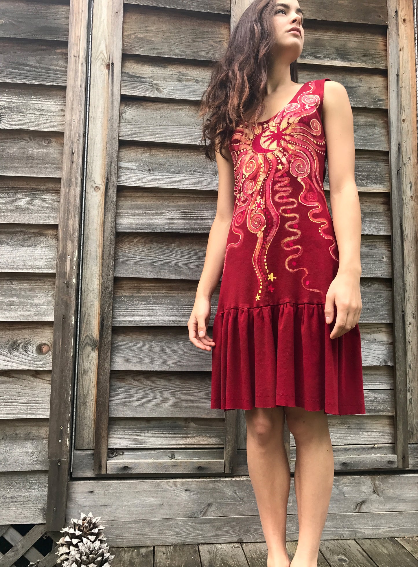 Fire Dancer Red Batikwalla Dress in Organic Cotton - Size Small