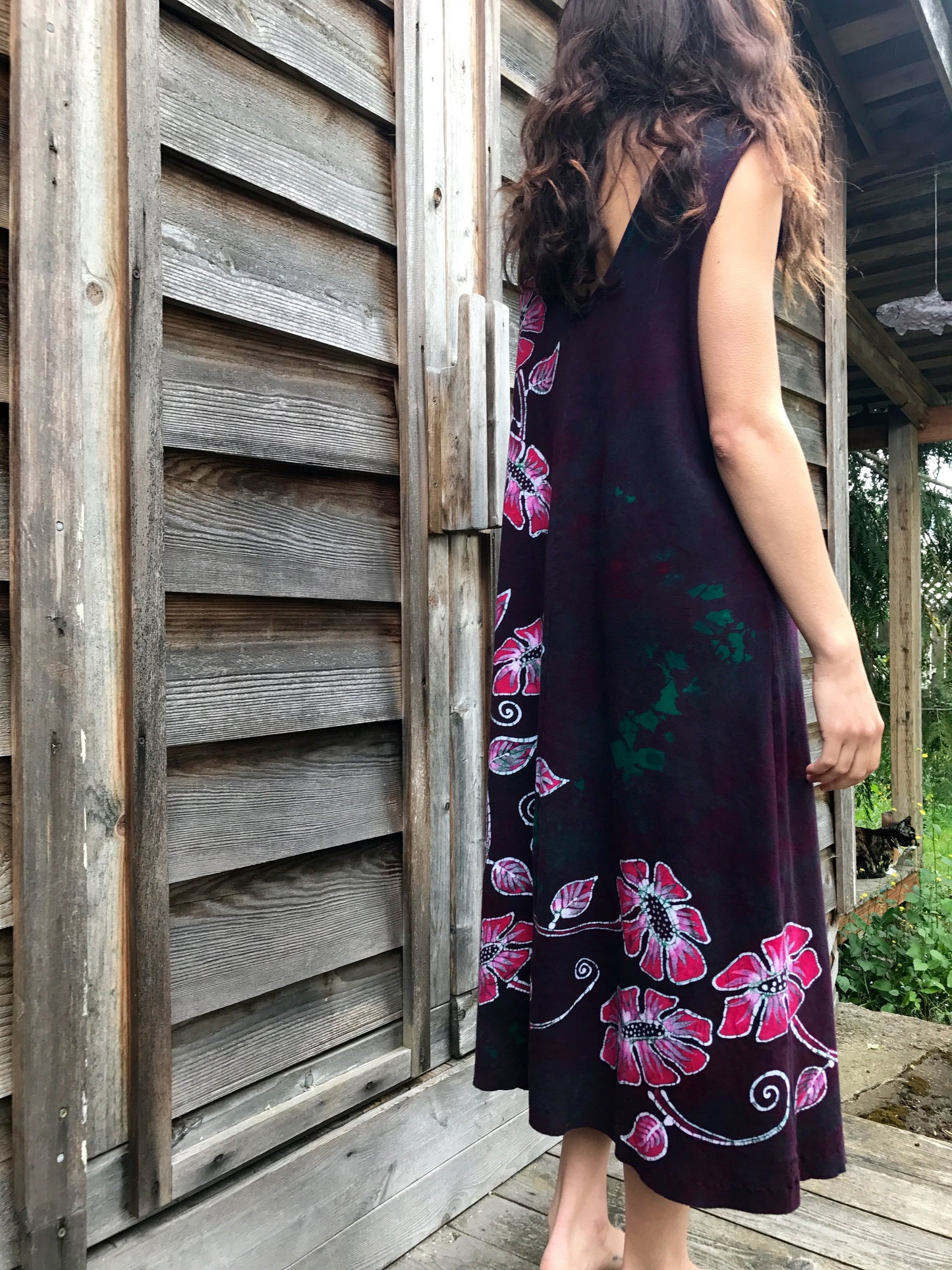 Flower Power in Tourmaline Temptation Batikwalla Dress in Organic Cotton - Size Large