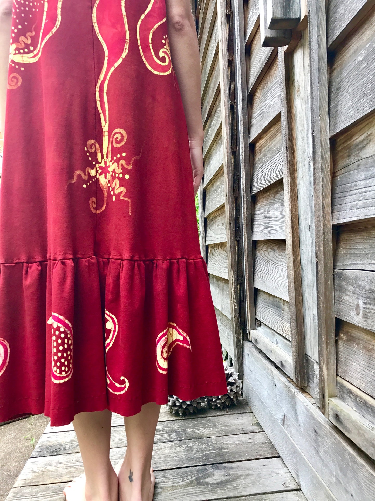 Red Paisley Power Batikwalla Dress in Organic Cotton
