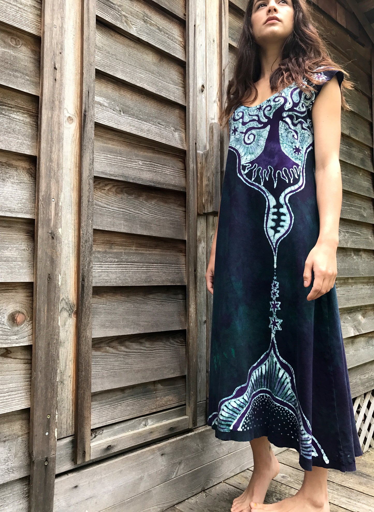 Mystic Mountain Moonrises Batikwalla Dress in Organic Cotton - Size Medium/Large