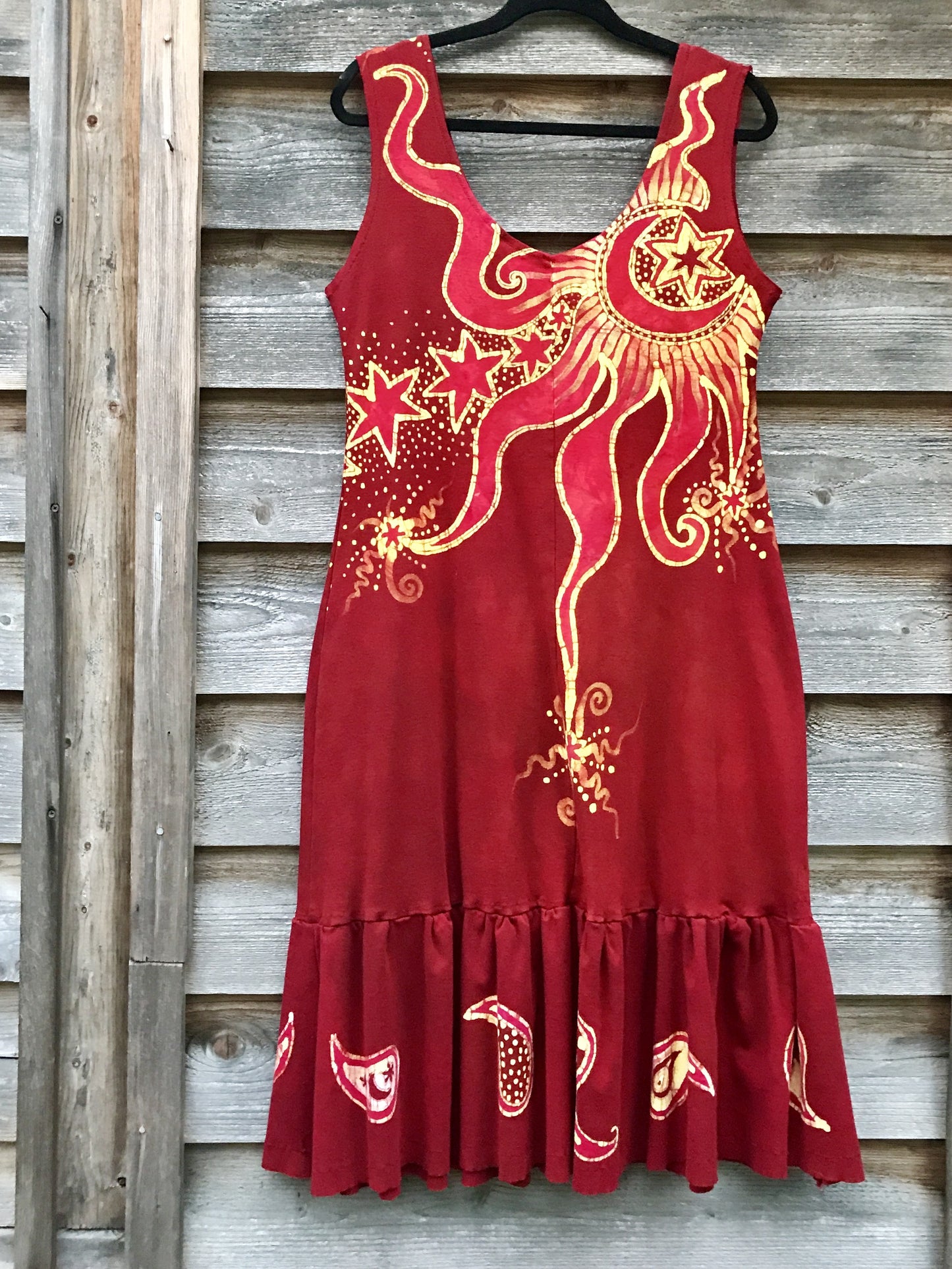 Red Paisley Power Batikwalla Dress in Organic Cotton
